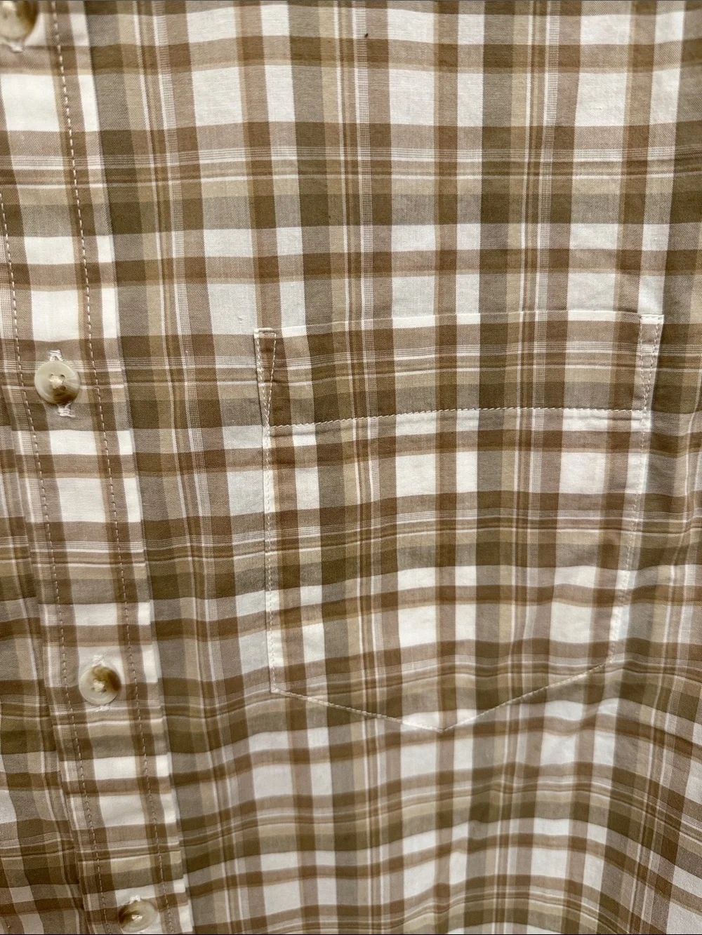 Banana Republic Tan & White Plaid Button-Down Shirt